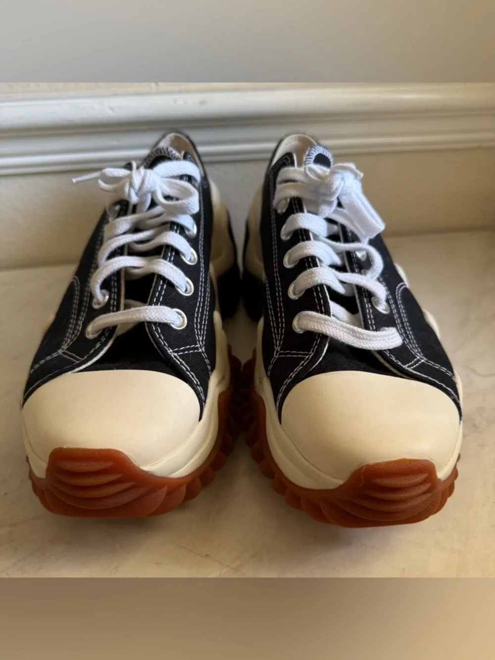 Converse Black White Brown Platform Sneakers